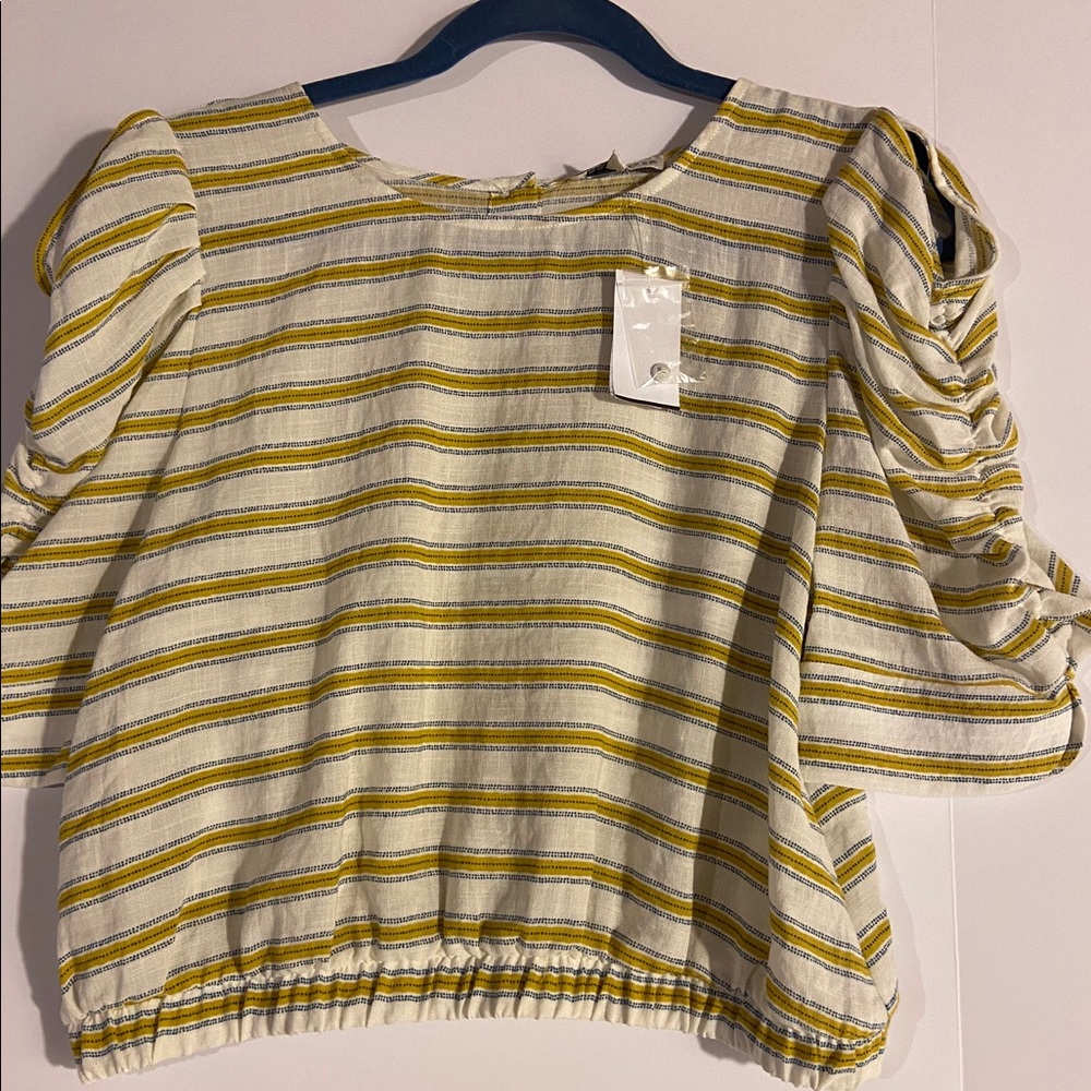 A Yellow and White Moon River Crop Top